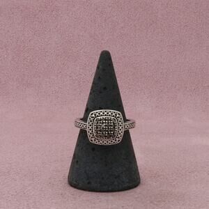 sterling silver pave yellow diamond ring size 8.25